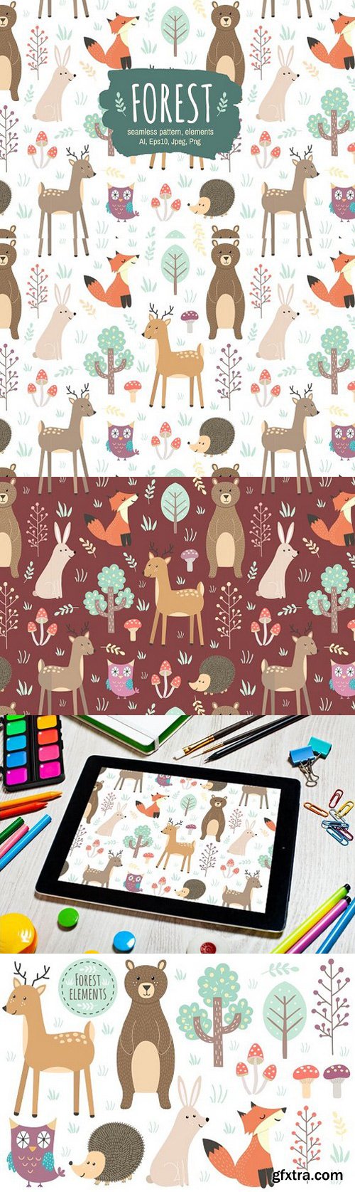 CM - Forest: seamless pattern & elements 1414599