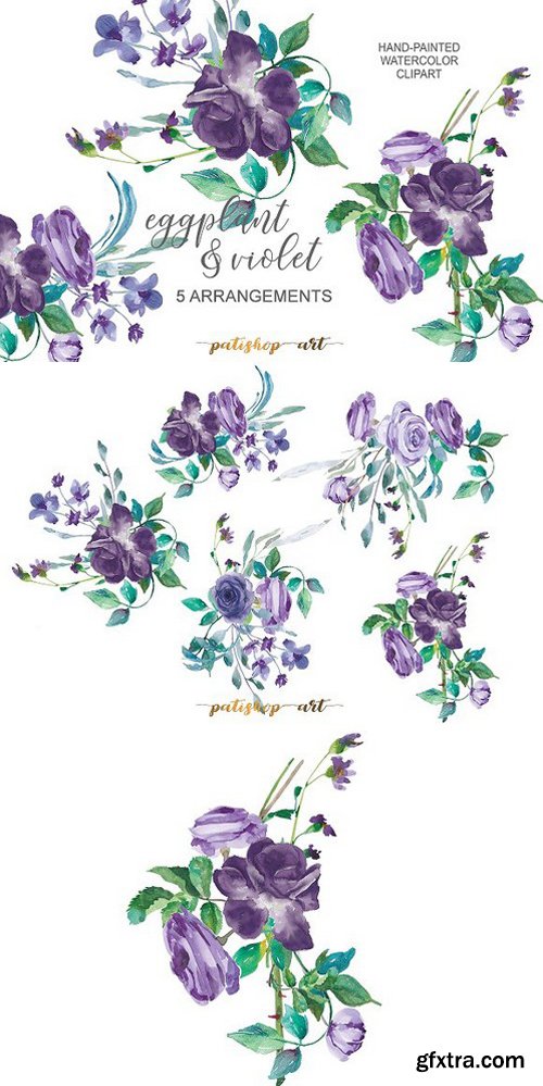 CM - Eggplant & Violet Roses Cliparts 1808931
