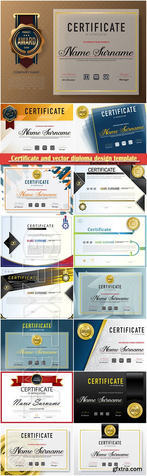 Certificate and vector diploma design template # 42