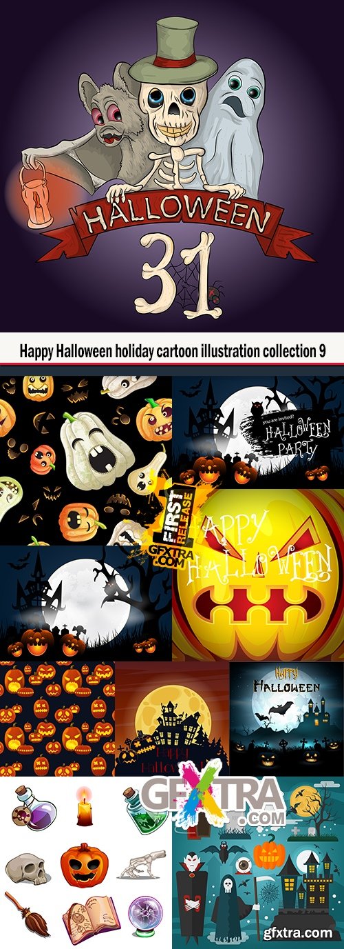 Happy Halloween holiday cartoon illustration collection 9