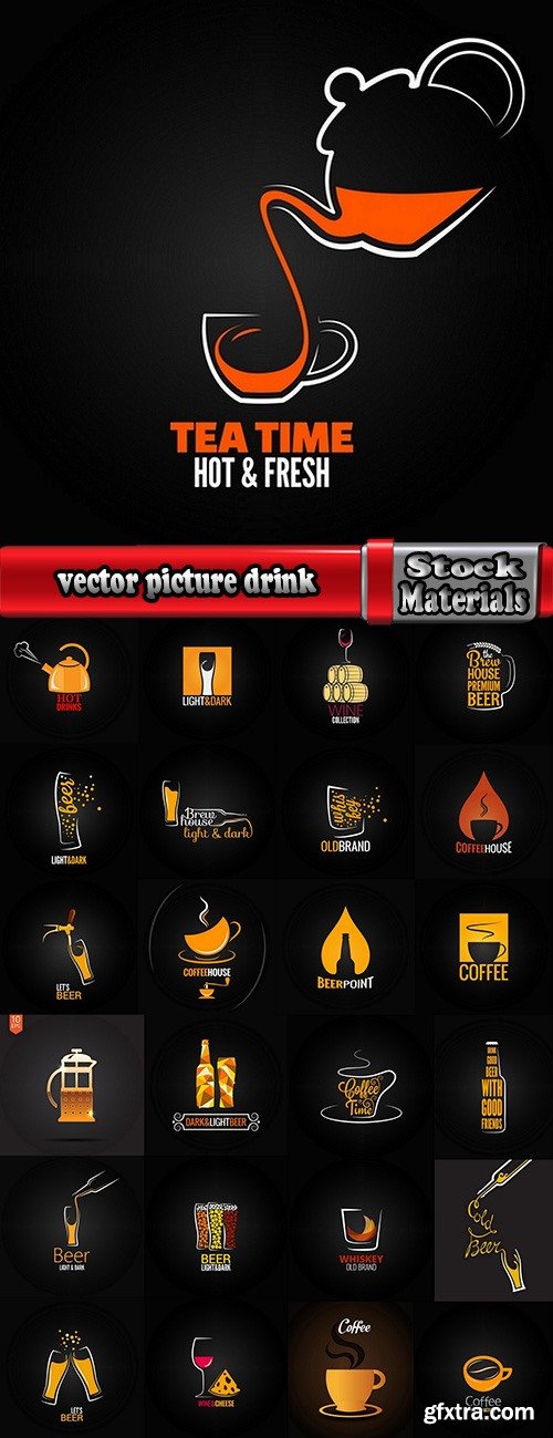 vector picture coffee drink beer logo a background flyer 25 Eps