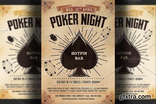 CM - Vintage Poker Night Flyer Template 1289022