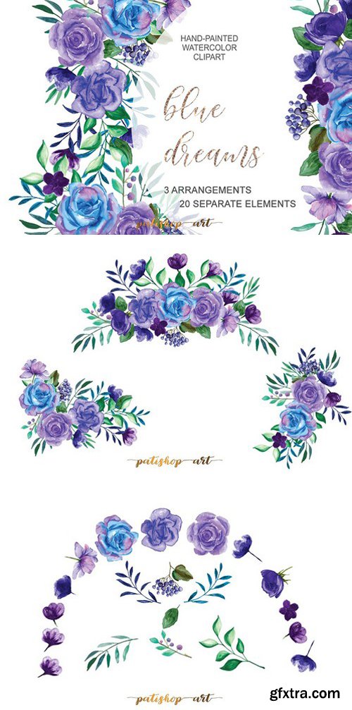 CM - Purple & Blue Floral Bouquets 1820356