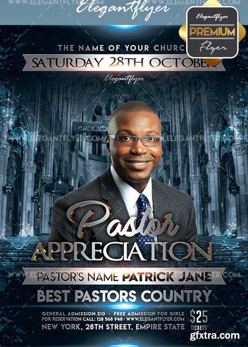 Pastor Appreciation V28 Flyer PSD Template + Facebook Cover
