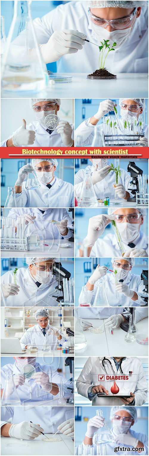 Biotechnology concept with scientist in laboratory