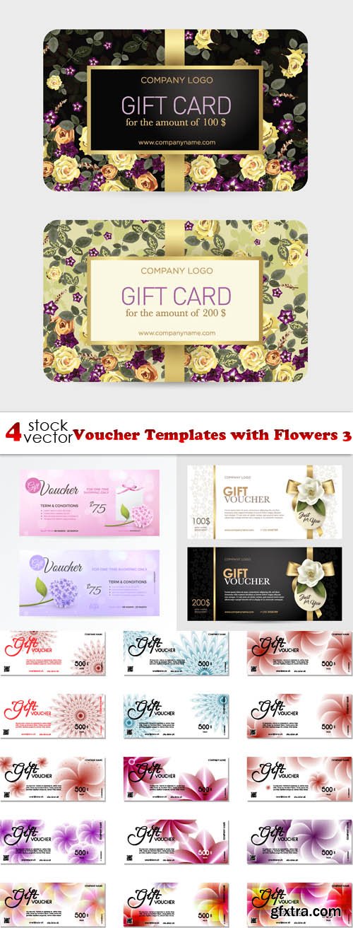 Vectors - Voucher Templates with Flowers 3