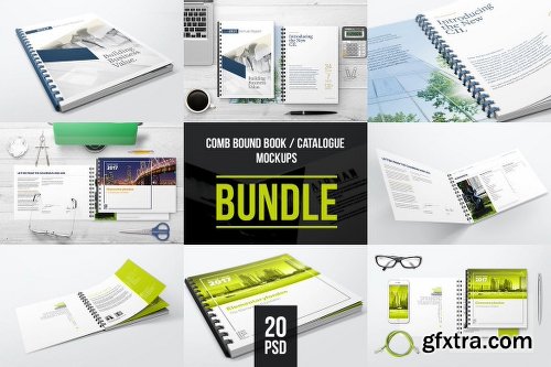 Graphicriver Comb Bound Book / Catalogue Bundle Mockups 20709554