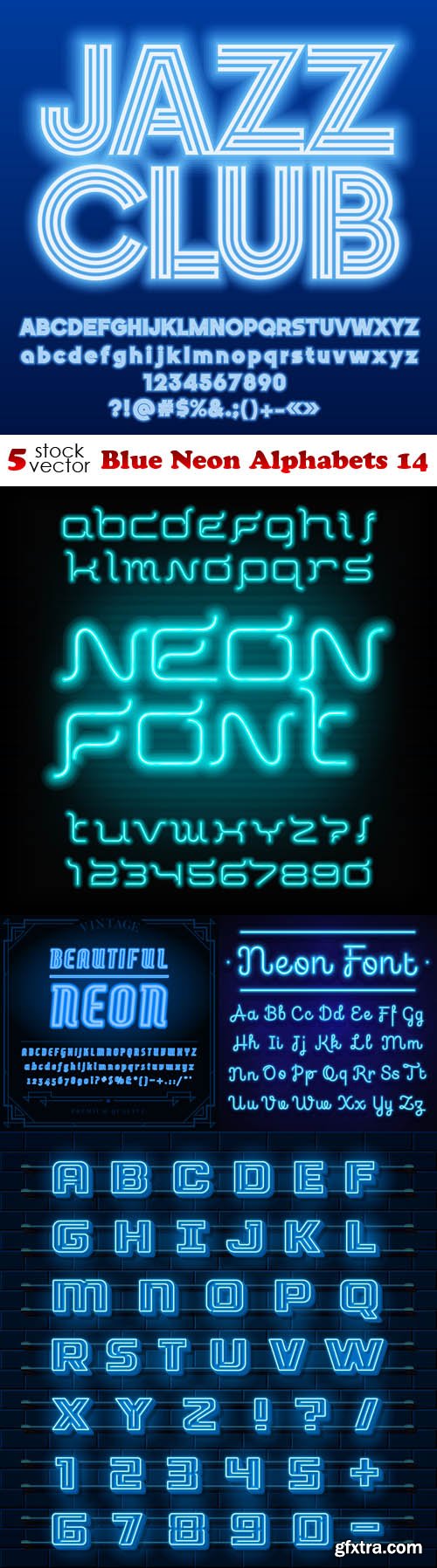 Vectors - Blue Neon Alphabets 14
