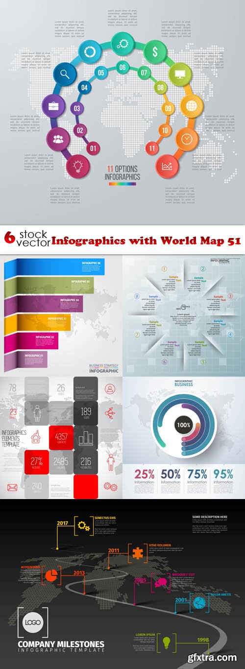 Vectors - Infographics with World Map 51