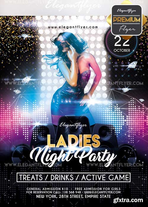 Ladies Night 2017 V11 Flyer PSD Template + Facebook Cover