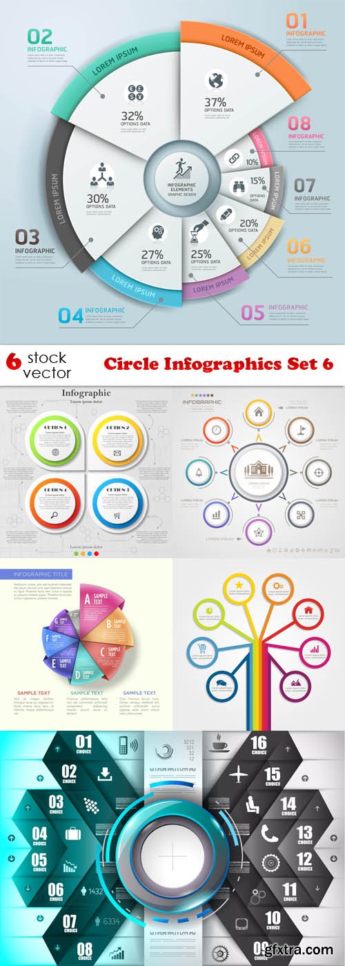 Vectors - Circle Infographics Set 6