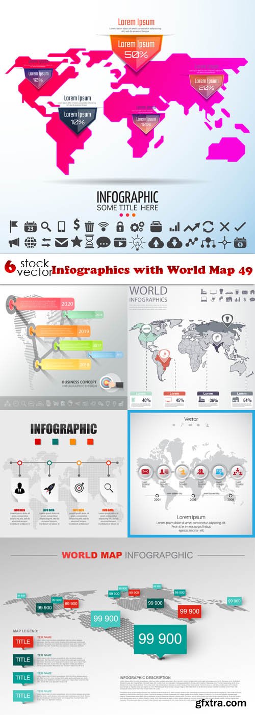 Vectors - Infographics with World Map 49