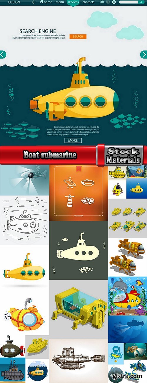 Boat powered submarine vector image 25 EPS