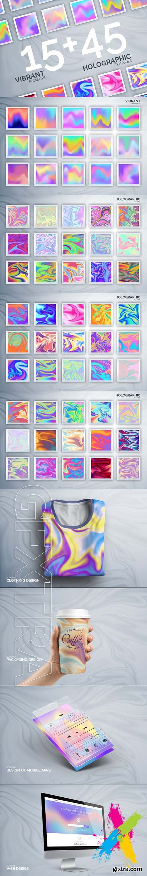 CreativeMarket - 60 Vibrant & Holographic Textures 1860909