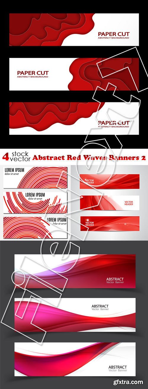 Vectors - Abstract Red Waves Banners 2