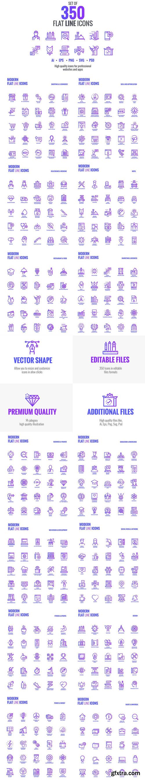 Big collection of Set flat gradient icons