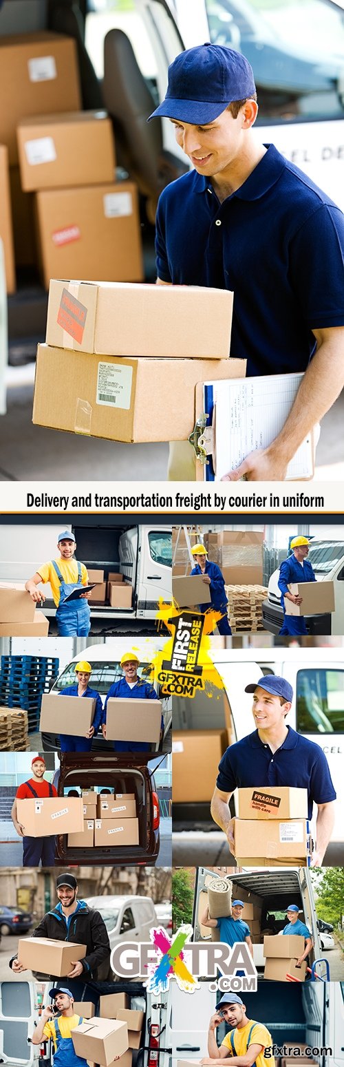Delivery and transportation freight by courier in uniform