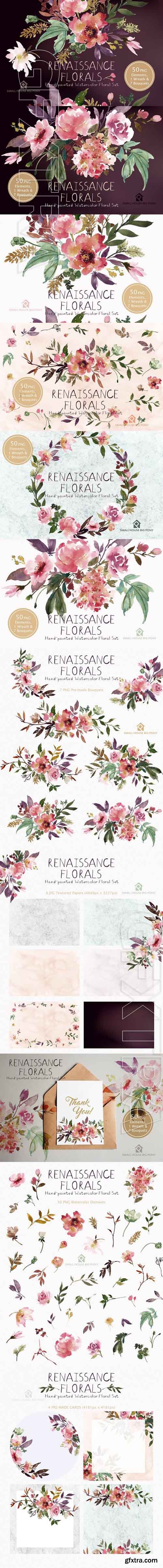 CreativeMarket - Renaissance Florals - Watercolor Set 1904458