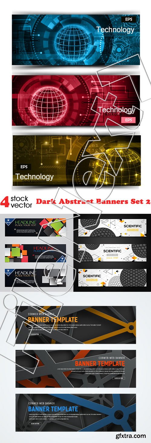 Vectors - Dark Abstract Banners Set 2