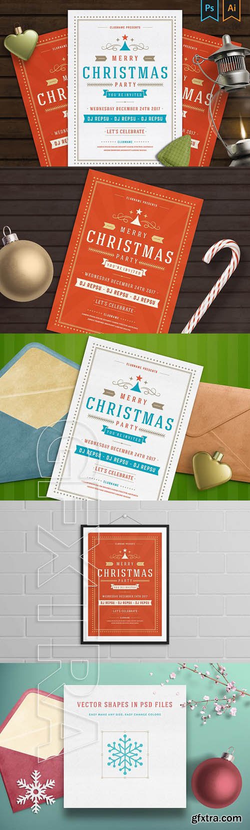 CreativeMarket - Christmas party invitation flyer 1903665