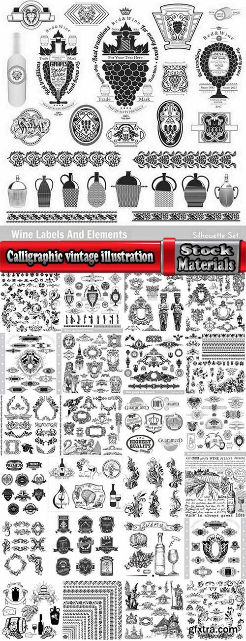 Calligraphic vintage illustration of a design element sticker poster banner 25 EPS