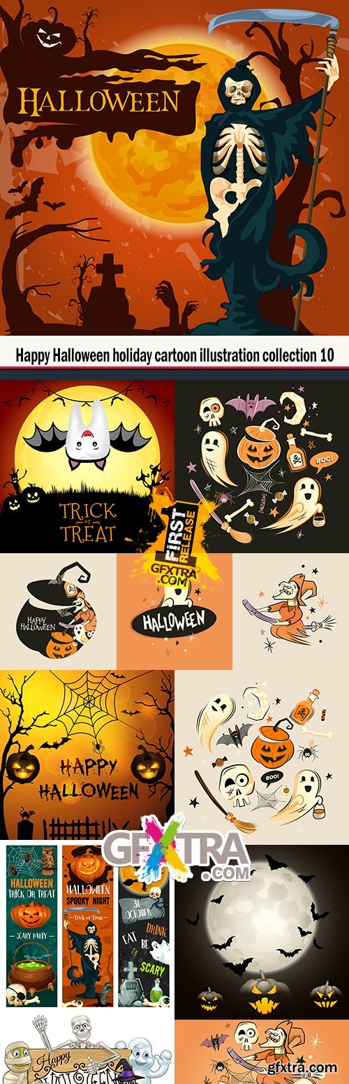Happy Halloween holiday cartoon illustration collection 10