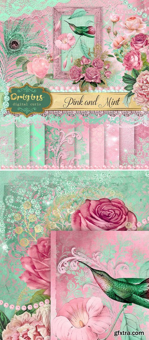 CM - Pink and Mint Digital Scrapbook Kit 1821675