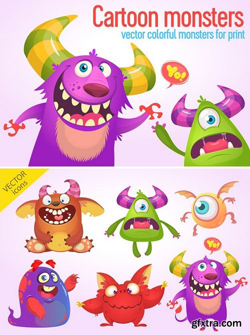 CM - Cartoon 6 monsters. Vector set 1869860