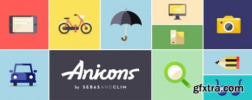 Anicons: The animated icon library for After Effects - 300 Animated ICons