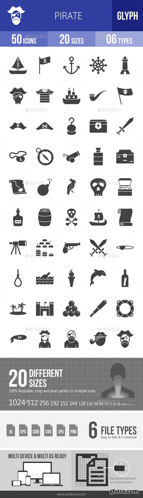 GR - Pirate Glyph Icons 19407583