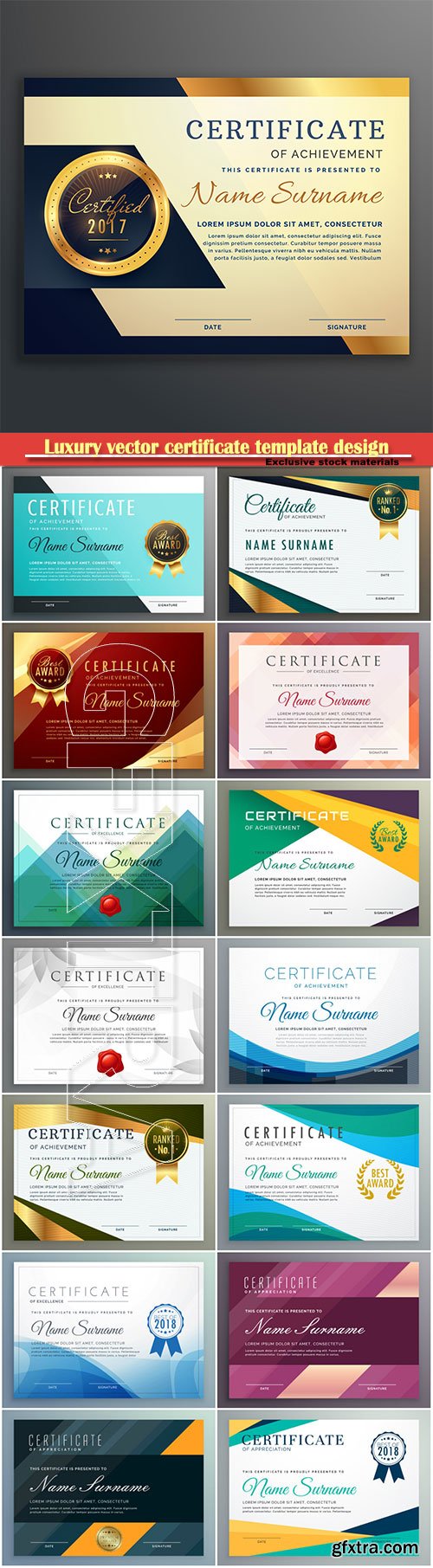 Luxury vector certificate template design in geometric shape style