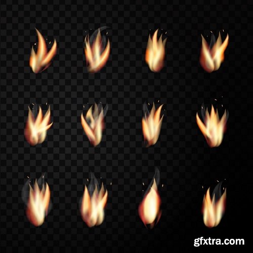 Vectors - Fire Realistic Flames 14