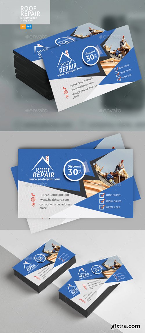 GR - Roof Repair Business Card Design 20773591