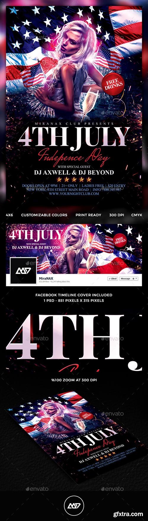 GR - 4th of July Flyer Template PSD 11601707