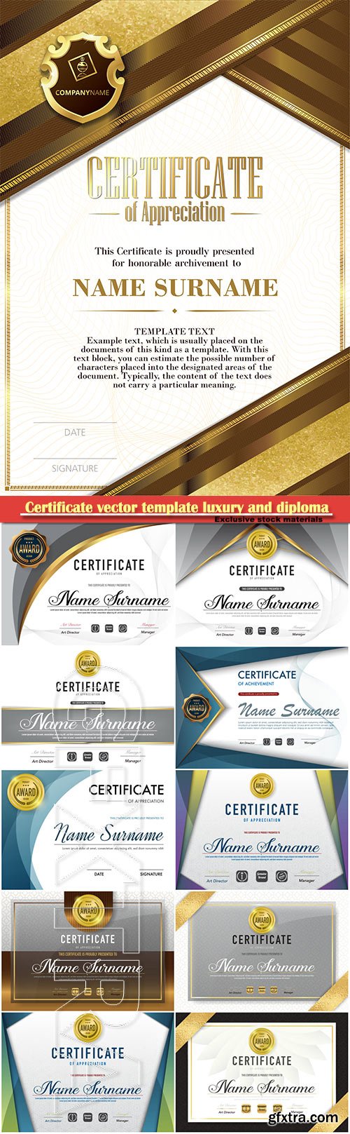 Certificate vector template luxury and diploma style # 45