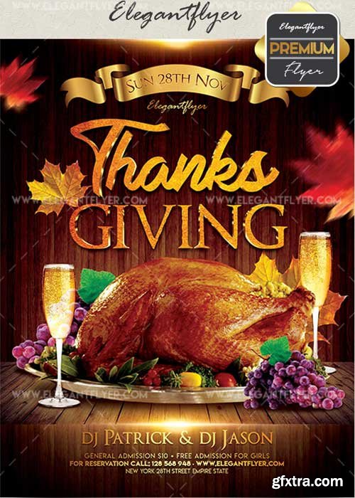 Thanksgiving Day V32 Flyer PSD Template + Facebook Cover