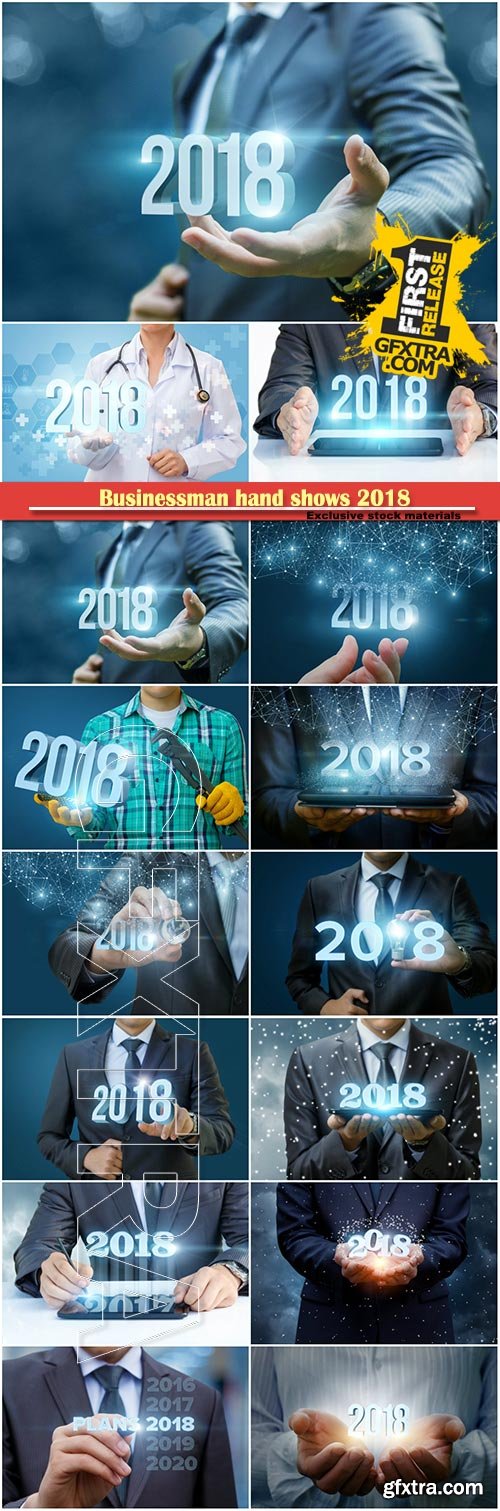 Businessman hand shows 2018, concept of a new year