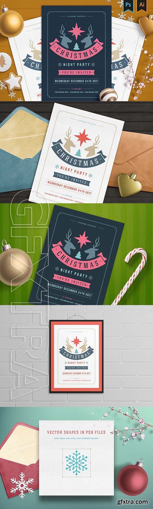 CreativeMarket - Christmas party invitation flyer 1903661