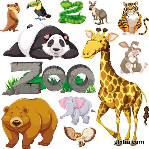 Vectors - Funny Cartoon Animals 40