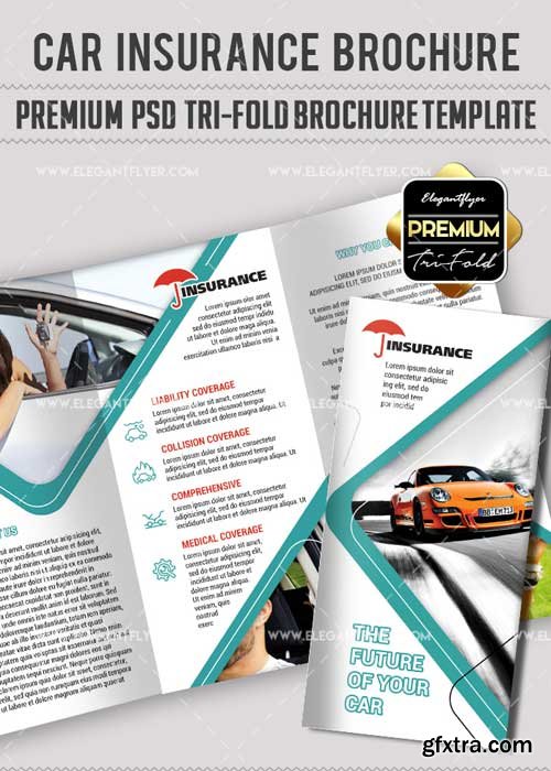 Car Insurance V3 Premium Tri-Fold PSD Brochure Template