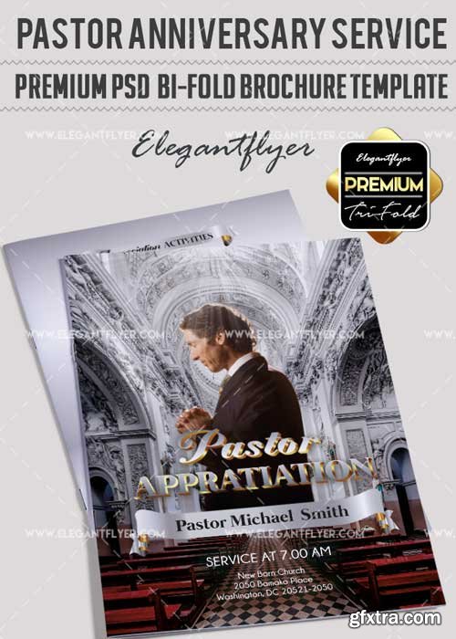 Pastor Appreciation V37 Premium Bi-Fold PSD Brochure Template