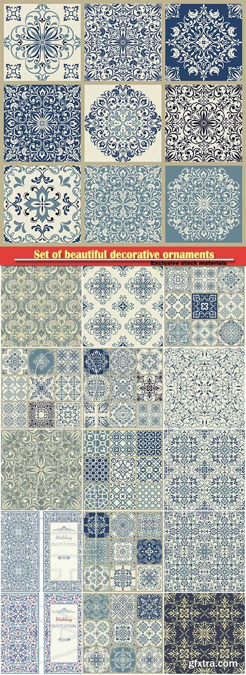 Set of beautiful decorative ornaments and patterns in a vector