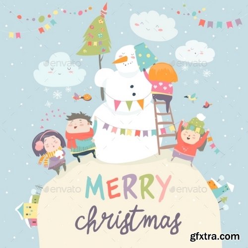 Graphicriver - Happy Children Celebrating Christmas 20826765