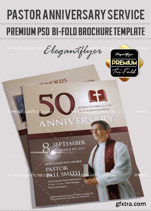 Pastor Appreciation V18 Premium Bi-Fold PSD Brochure Template