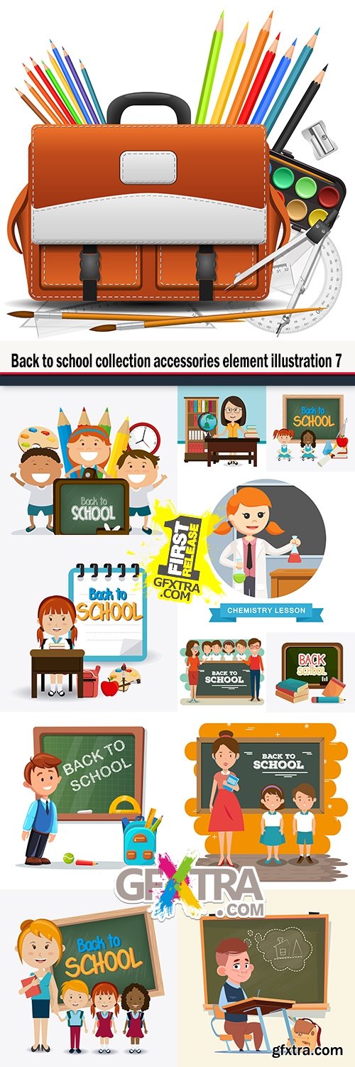 Back to school collection accessories element illustration 7