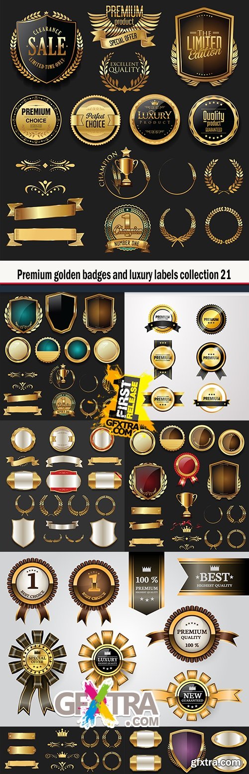 Premium golden badges and luxury labels collection 21