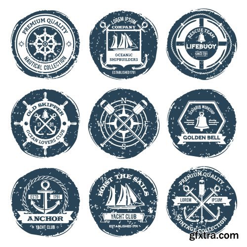 Vectors - Sailing Sea Labels 6