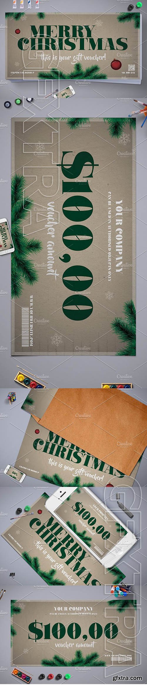 CreativeMarket - Elegant Christmas Gift Voucher 1968240