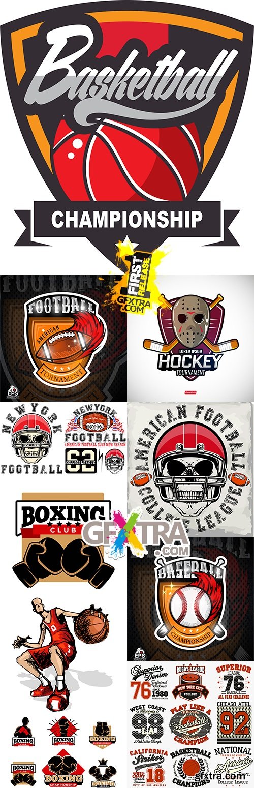 Basketball soccer hockey big collection sport logos
