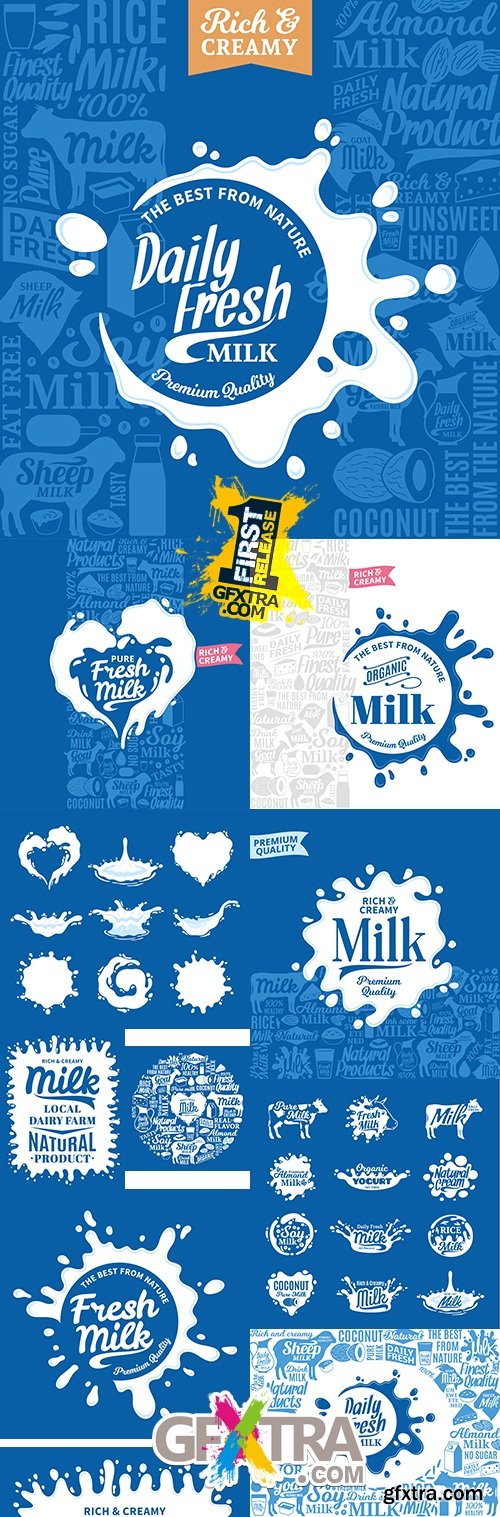 Milk yogurt or cream splash logo design elements